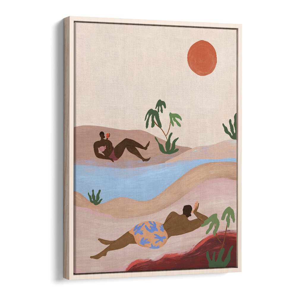 "BEACH PLEASE, LANDSCAPE PAINTINGS by Arty Guava features vibrant beach scenes for a serene home decor touch."