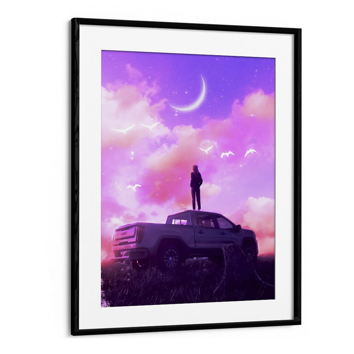 "Explore BEAUTIFUL DREAM, SURREAL ART PRINTS by Ritvik Takkar, featuring a stunning cosmic landscape in vibrant colors."