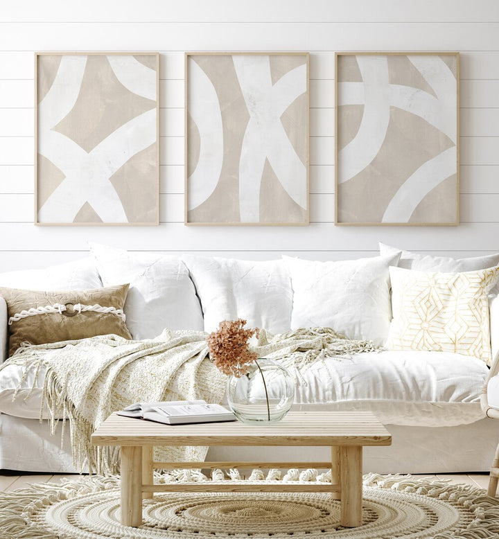 Elevate your decor with the BEIGE MIXED PATHS, SET OF 3 PAINTINGS, featuring modern abstract elegance for any space.