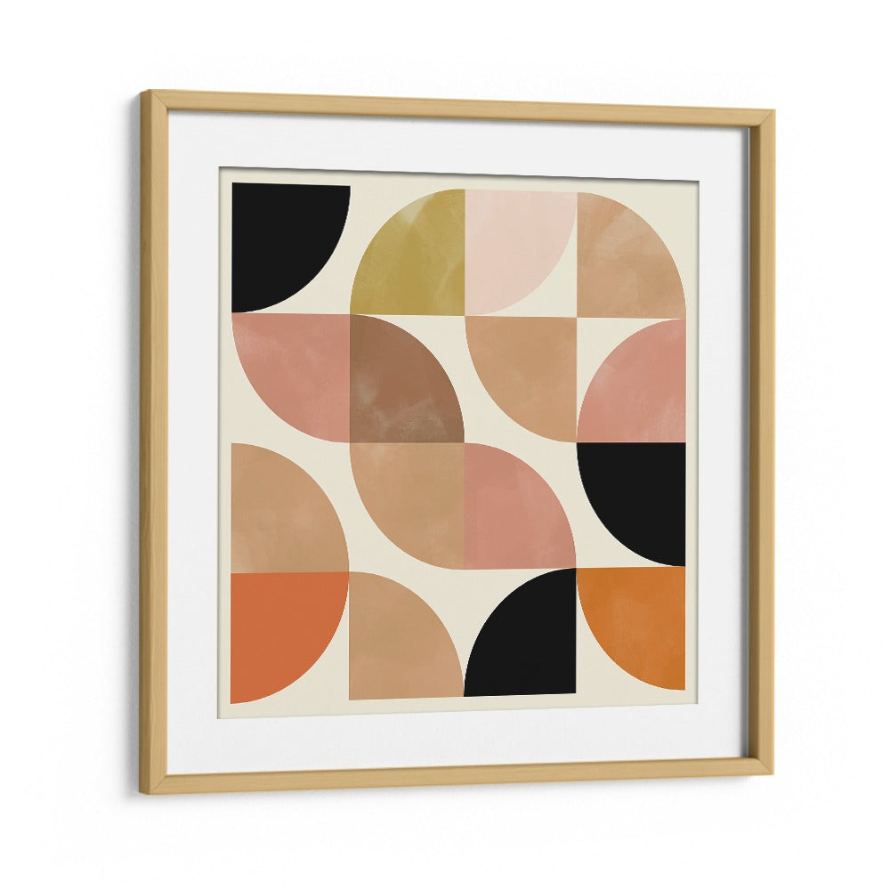 Stunning BEIGE VIERTEL CIRCLES, ABSTRACT PAINTINGS by Ana Rut Bre, framed in oak, enhances any modern decor.