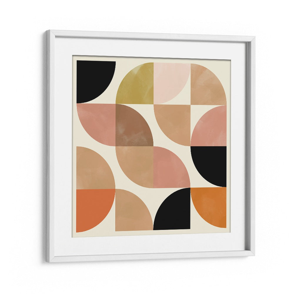 Stunning BEIGE VIERTEL CIRCLES, ABSTRACT PAINTINGS by Ana Rut Bre in a white frame, perfect for enhancing your space.