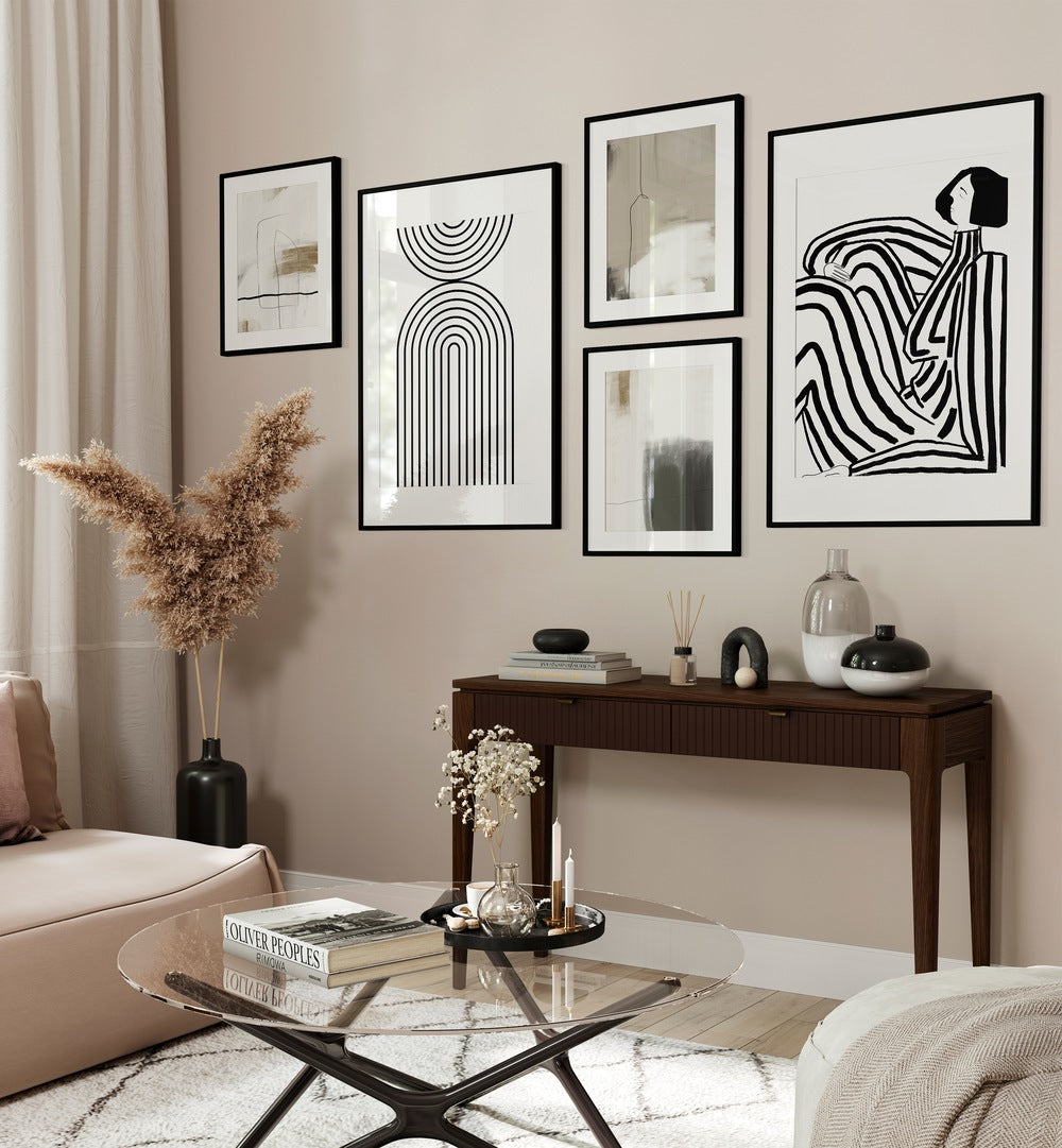 Elegant BEIGE NEUTRAL GALLERY WALL showcasing framed art prints, ideal for serene gallery walls in any space.