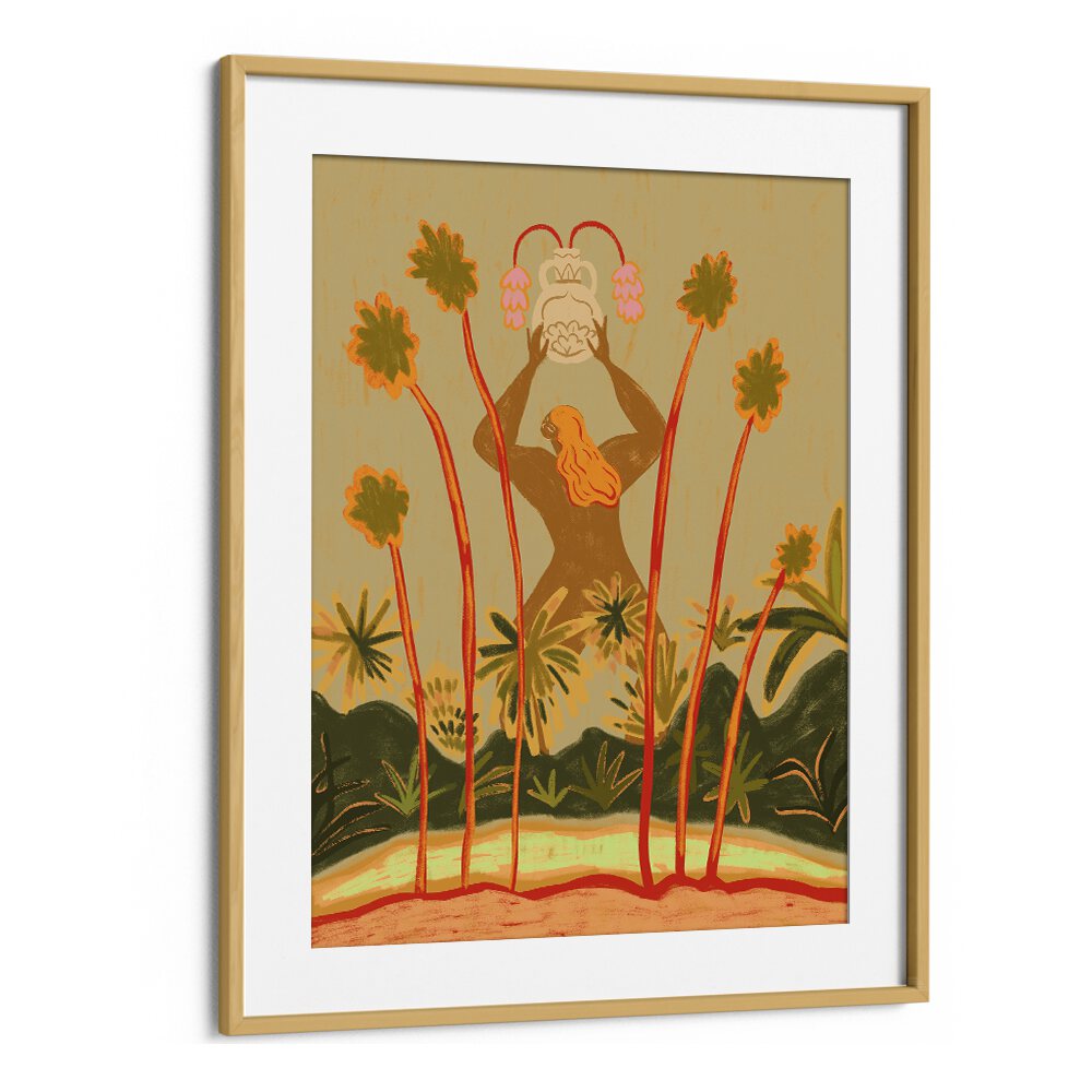 Beyond The Trees By Arty Guava Wall Art Prints in Oak Wood Frame With Mount