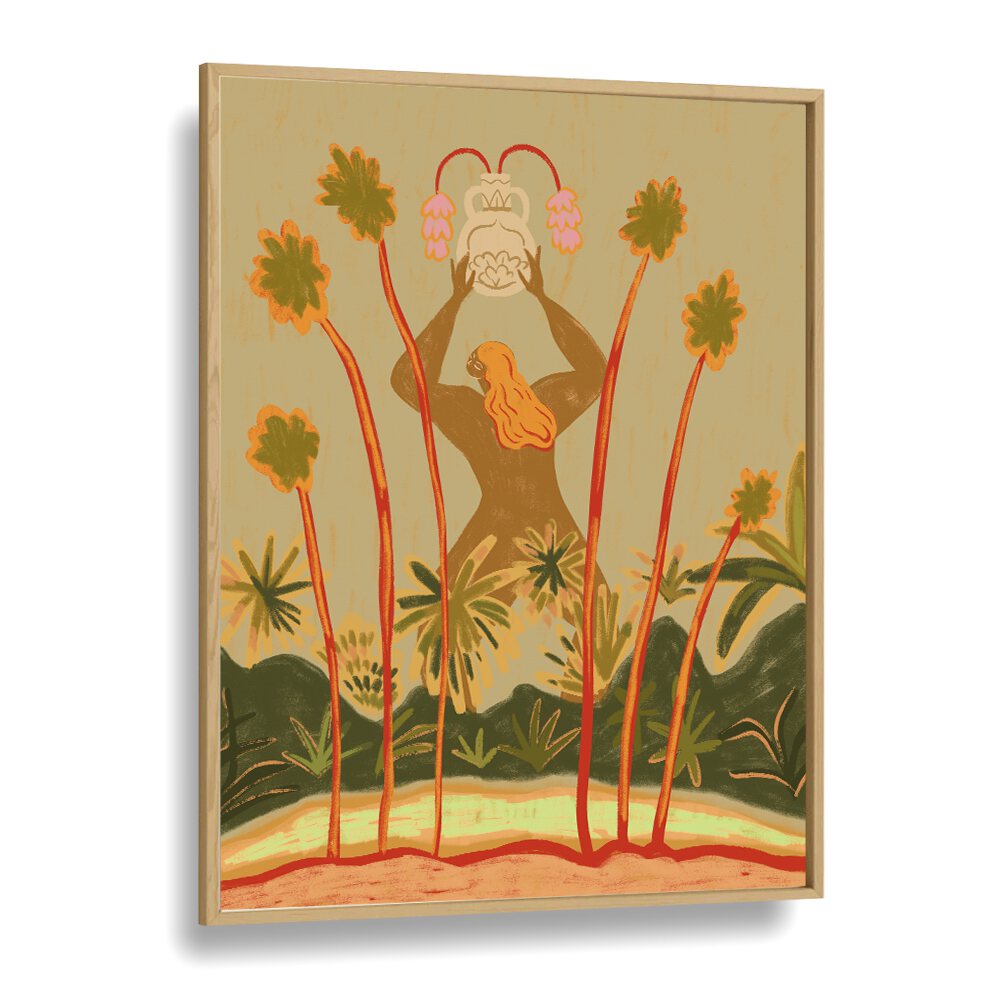 Beyond The Trees By Arty Guava Wall Art Prints in Oak Wood Plain Frame