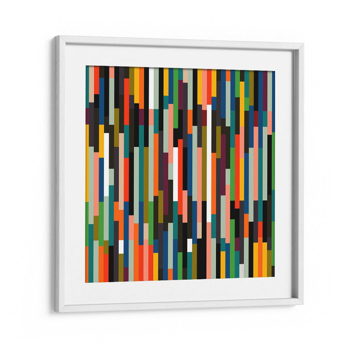 Vibrant BIG RETRO STRIPES, ABSTRACT PAINTINGS by Ana Rut Bre, framed art that enhances modern spaces beautifully.