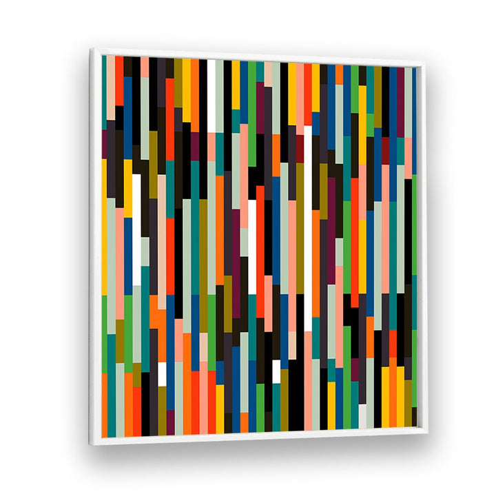 Bright and vibrant BIG RETRO STRIPES, ABSTRACT PAINTINGS by Ana Rut Bre, framed art to enhance any modern space.
