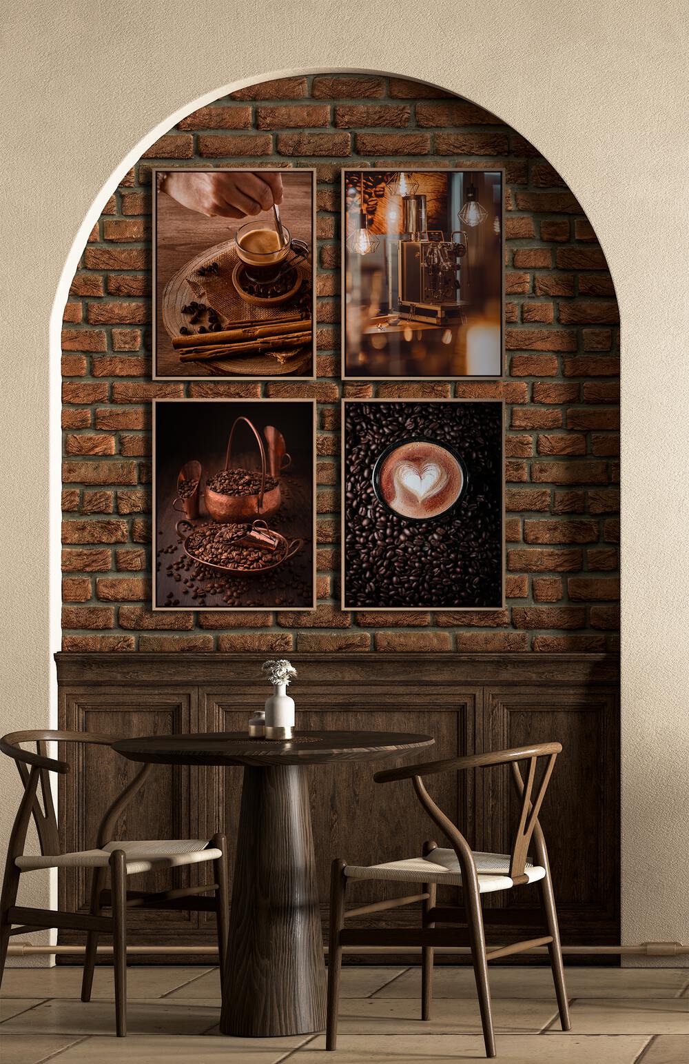 Stylish CAFE GALLERY WALL II featuring coffee-themed prints, perfect for enhancing GALLERY WALLS in your cafe.