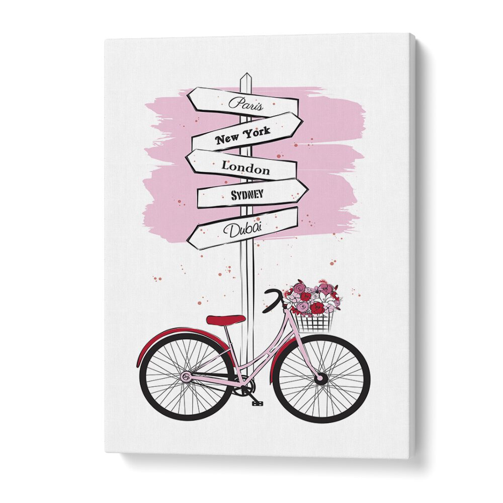 Transform your space with BIKE TRAVELS, FASHION POSTERS featuring stylish bicycles and iconic city destinations.