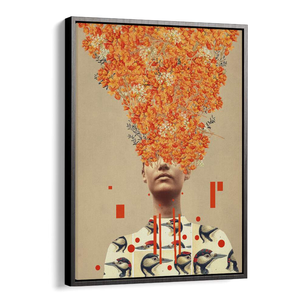 Surreal art print "BIRD FLIGHT IN AUTUMN" by Frank Moth showcases vibrant autumn colors and whimsical imagery.
