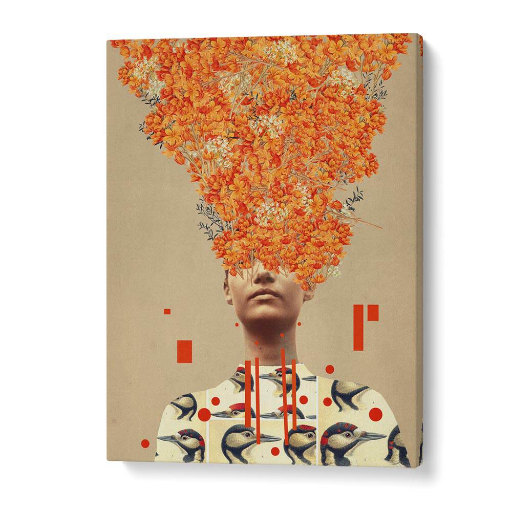 Surreal art print "Bird Flight In Autumn" by Frank Moth captures autumn's beauty with vibrant colors and imagery.
