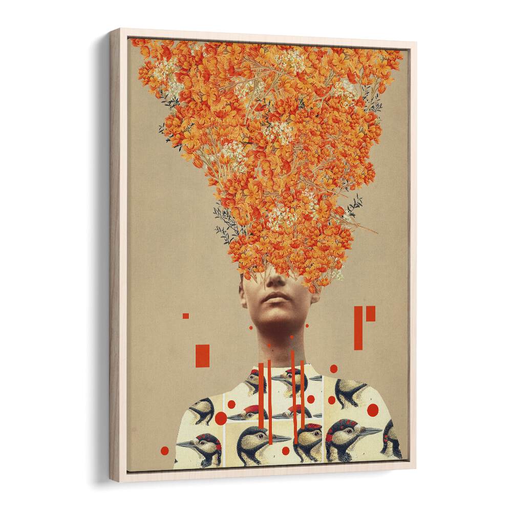 Surreal art print "Bird Flight In Autumn" by Frank Moth features vibrant autumn colors and whimsical imagery.