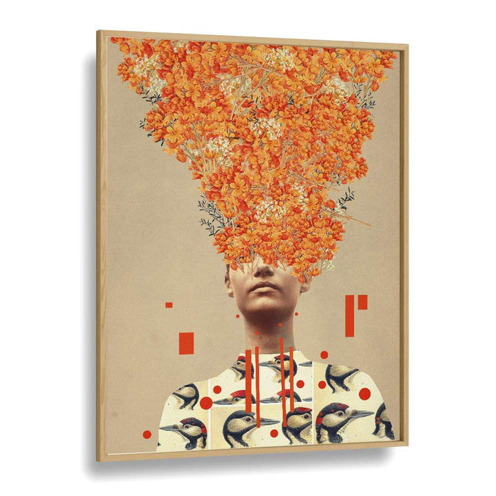 Surreal art print "Bird Flight In Autumn" by Frank Moth, blending vibrant autumn hues with dreamlike imagery.