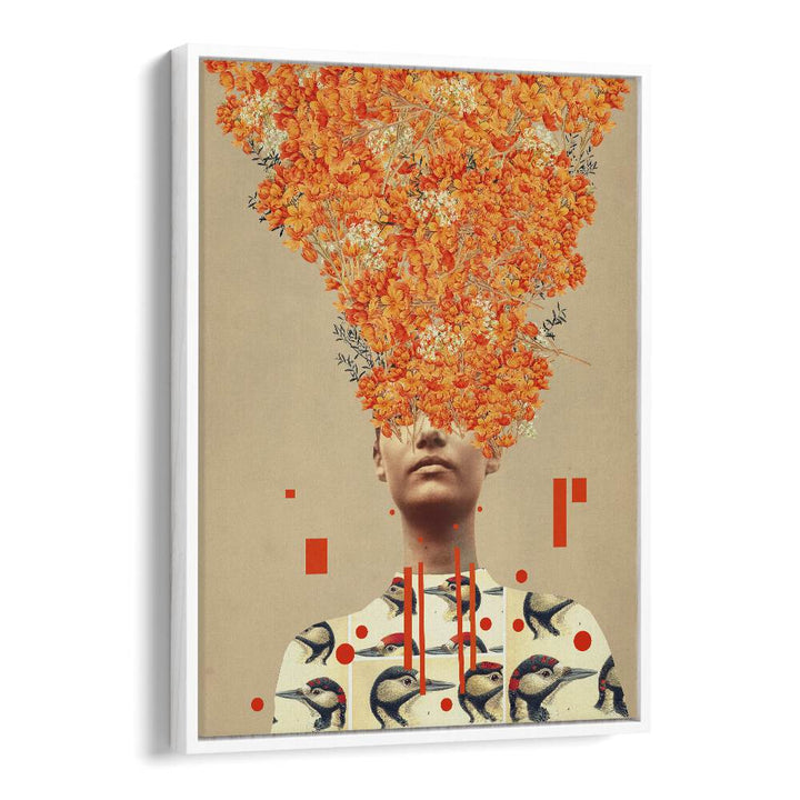 Surreal art print "Bird Flight In Autumn" by Frank Moth, showcasing vibrant autumn colors and enchanting imagery.