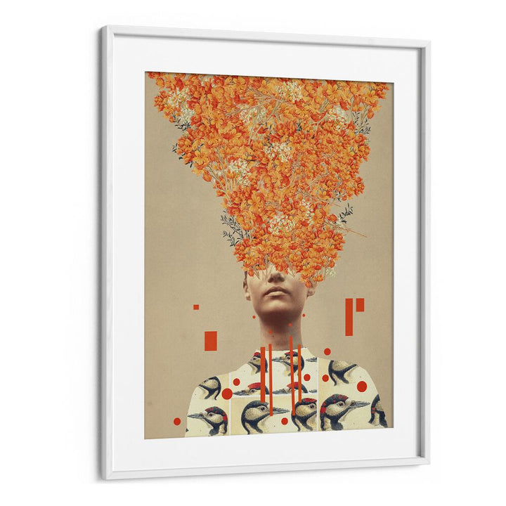 Surreal art print "BIRD FLIGHT IN AUTUMN" by Frank Moth, featuring vibrant autumn colors and imaginative design.