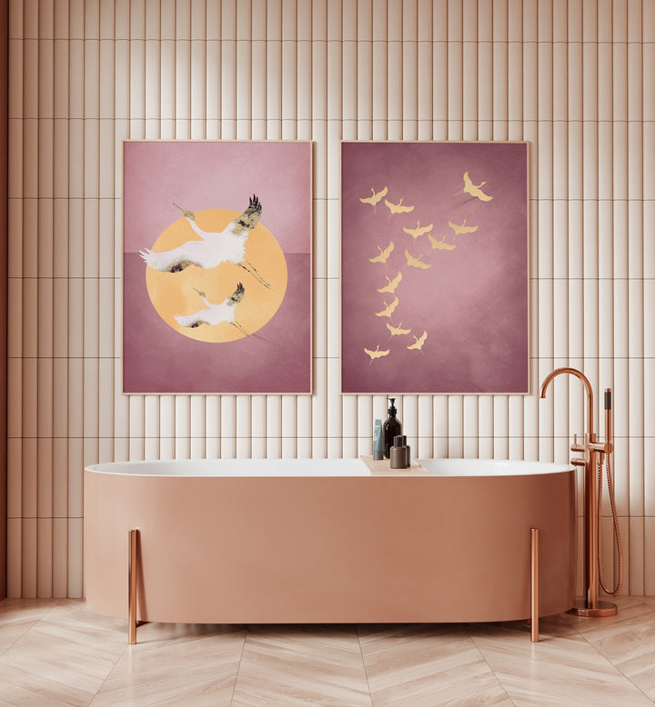 Elegant BIRDS SET BY AUREOUS, SET OF 2 PAINTINGS adds tranquility and style to your living space.