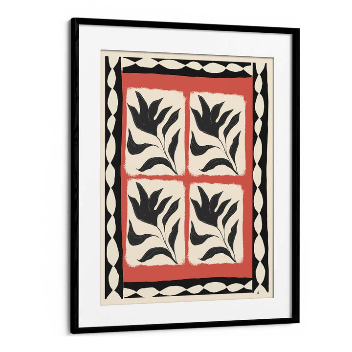 Black and white ABSTRACT FLOWERS I, FLORAL FLOWER PAINTINGS, elegantly framed for a modern aesthetic in any space.