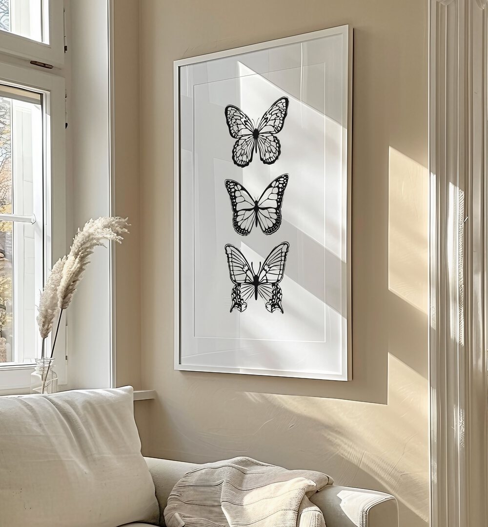 Elegant BLACK BUTTERFLIES, FASHION POSTERS by Martina enhance your space with stunning artistic flair and charm.