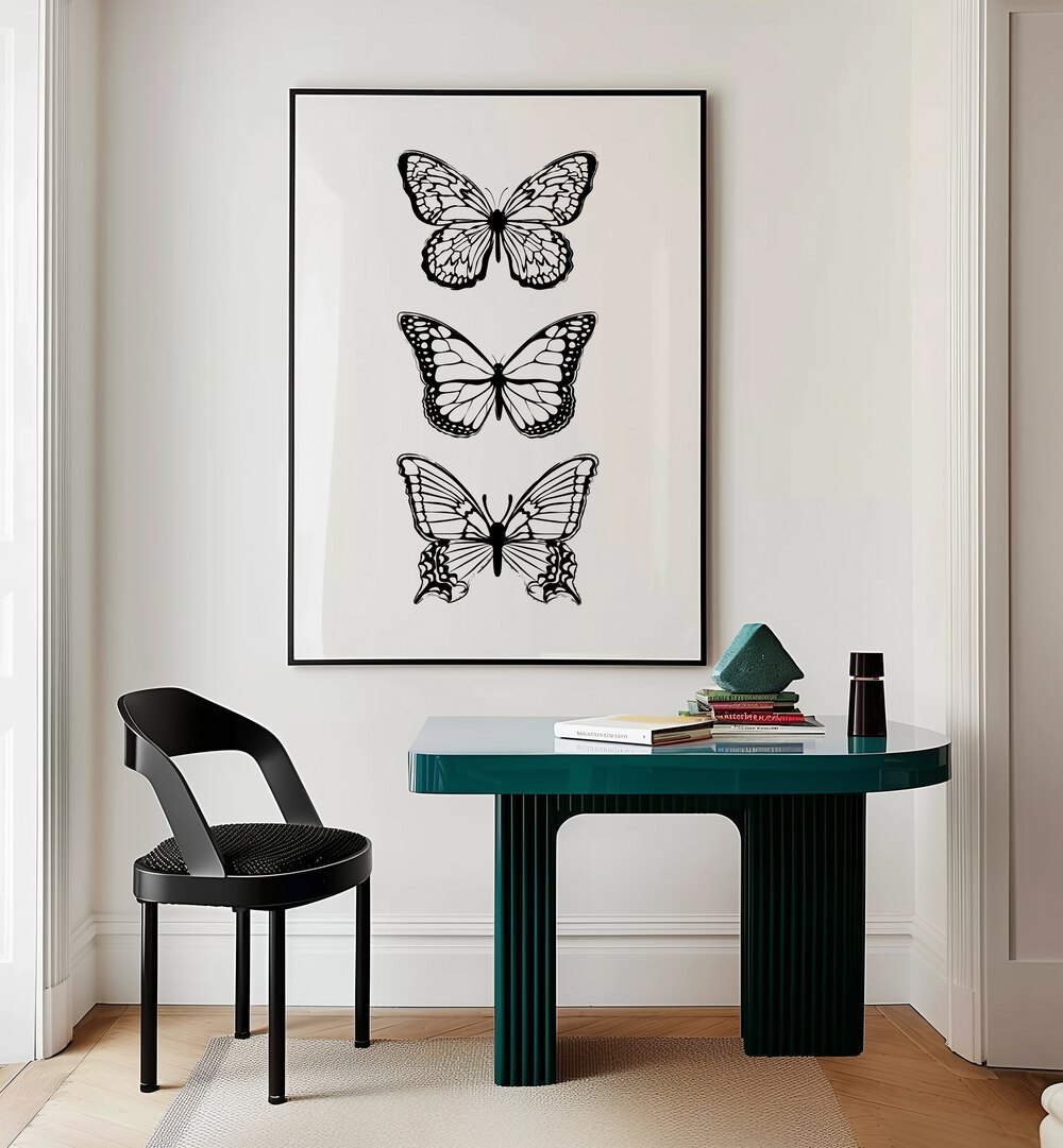 Stylish BLACK BUTTERFLIES, FASHION POSTERS by Martina elevate your space with enchanting art for any room.