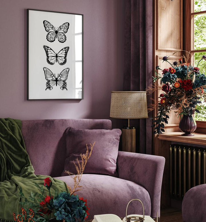 Elegant BLACK BUTTERFLIES, FASHION POSTERS by Martina enhance your space with stylish and enchanting decor.