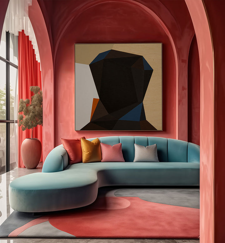 BLACK HEAD I , GEOMETRIC ART PRINTS