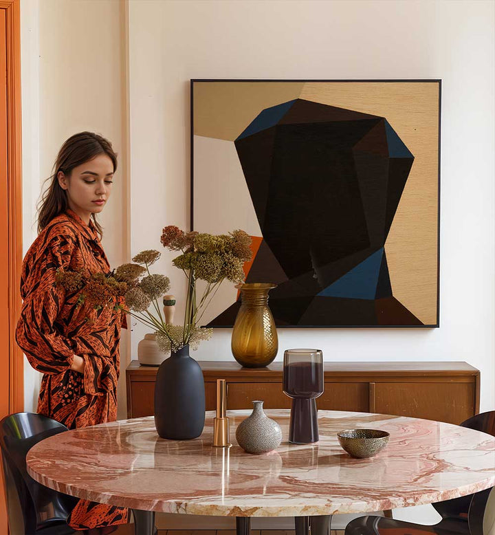 BLACK HEAD I , GEOMETRIC ART PRINTS