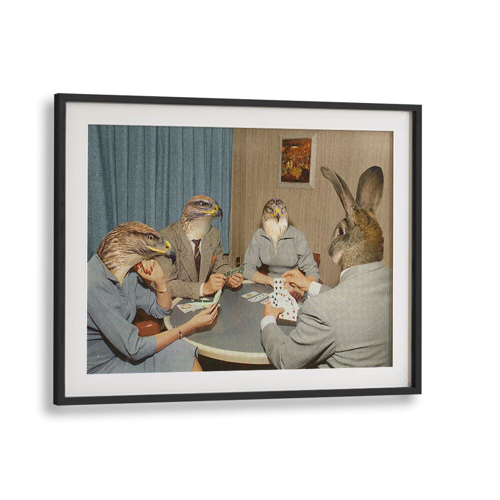 Surreal art print "ANIMAL RUMMY" by Vertigo Artography, blending elegance and whimsy for unique decor.