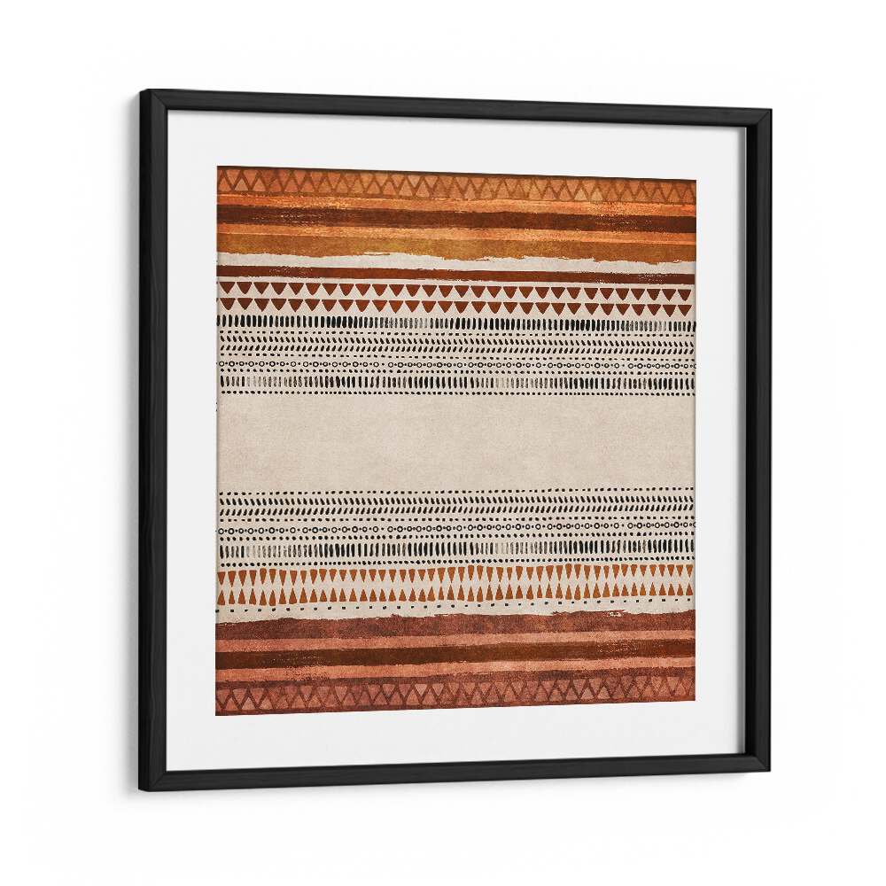 Elegant IKILI, BOHO ART PAINTINGS framed in black, showcasing captivating patterns by Emel Tunaboylu.