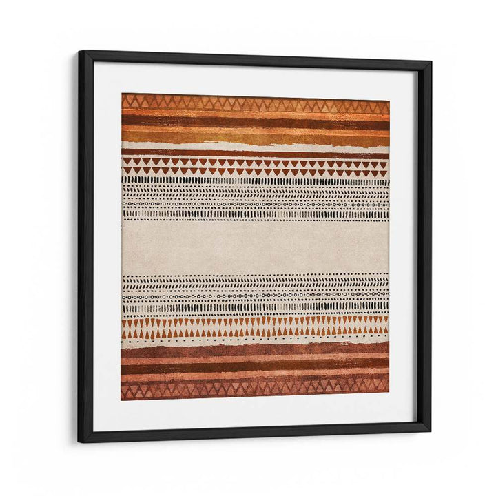 Elegant IKILI, BOHO ART PAINTINGS framed in black, showcasing captivating patterns by Emel Tunaboylu.