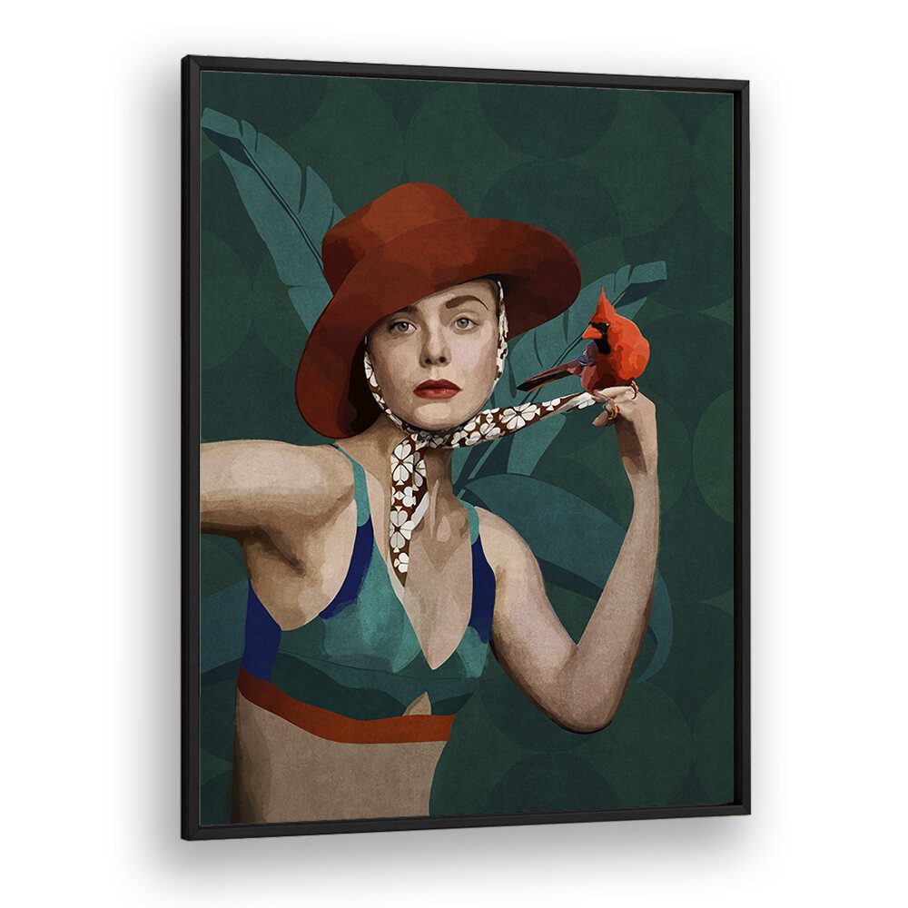 KARDINAL KUSLU KIZ, PORTRAITS artwork by Emel Tunaboylu adds elegance and charm to any space with its vibrant design.