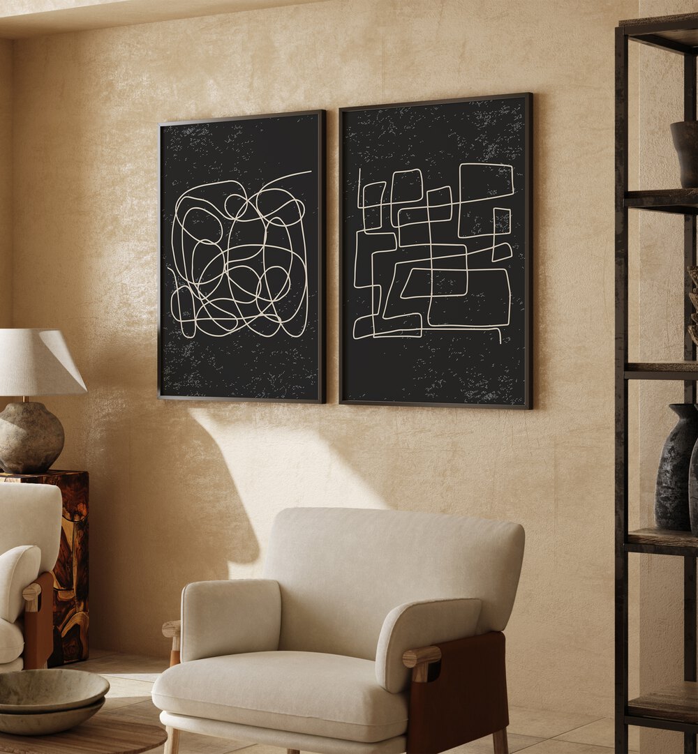 Stylish BLACKPOOL PATTERNS, SET OF 2 PAINTINGS enhancing modern décor with elegant wall art. Perfect for any space.