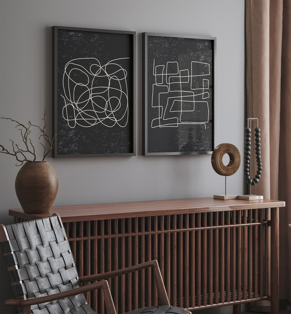 Stylish BLACKPOOL PATTERNS, SET OF 2 PAINTINGS elevating modern decor with elegant framed artwork.