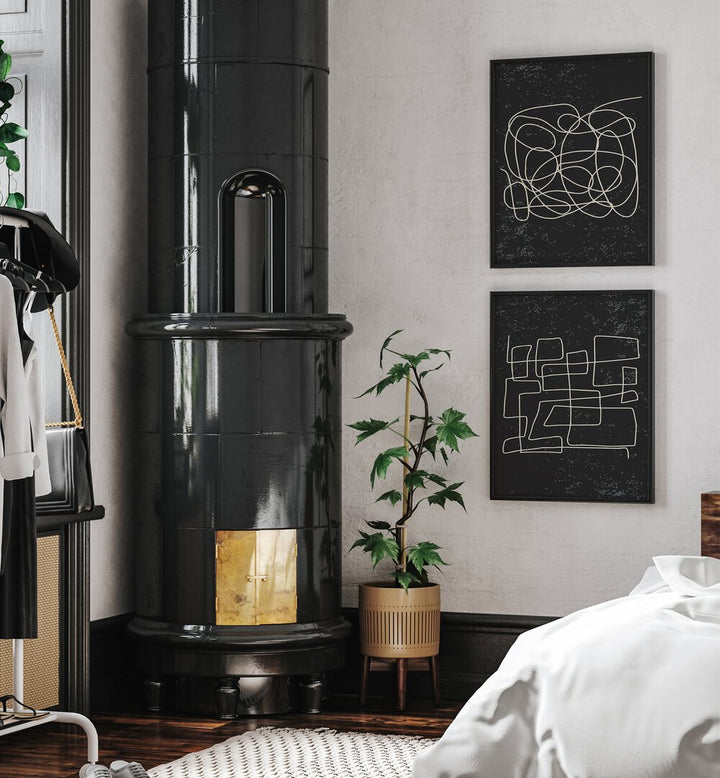 Stylish BLACKPOOL PATTERNS, SET OF 2 PAINTINGS enhancing a modern living space with elegant framed art.