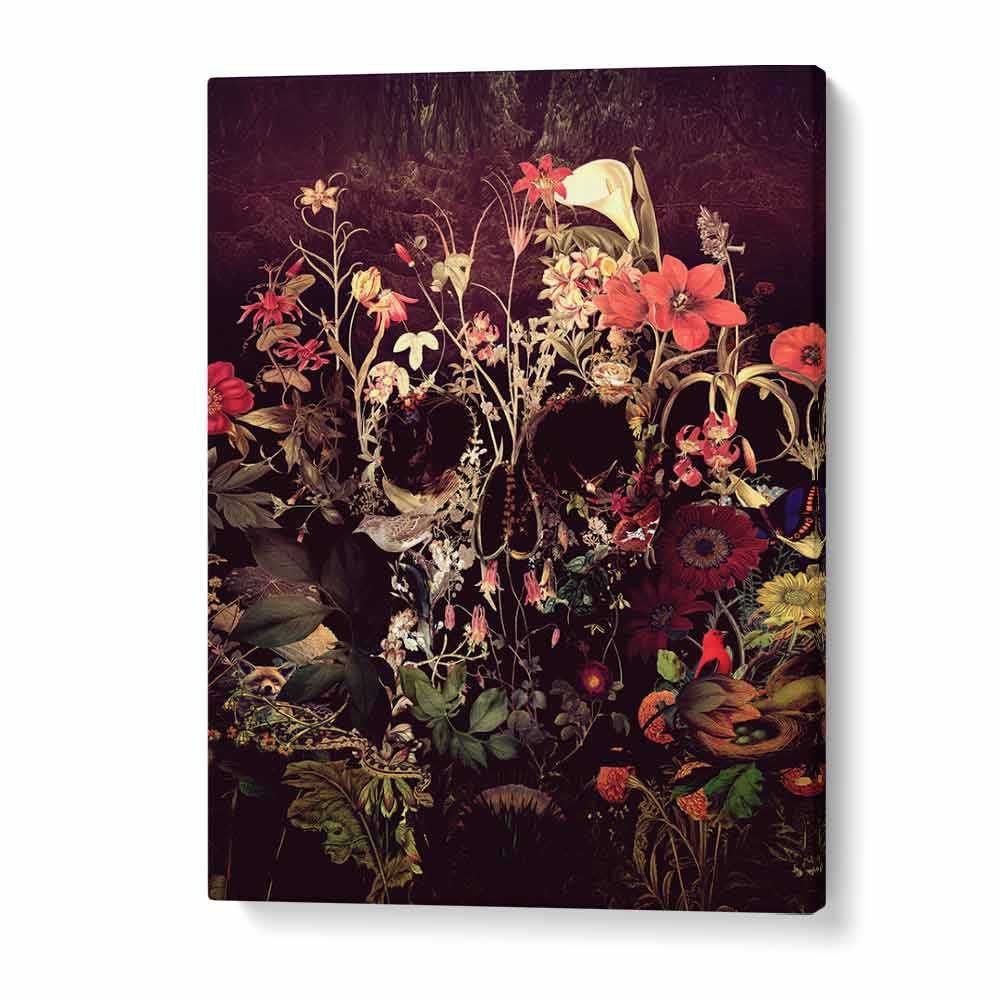 Stunning BLOOM SKULL, FLORAL FLOWER PAINTINGS blend skull imagery with vibrant florals for captivating decor.