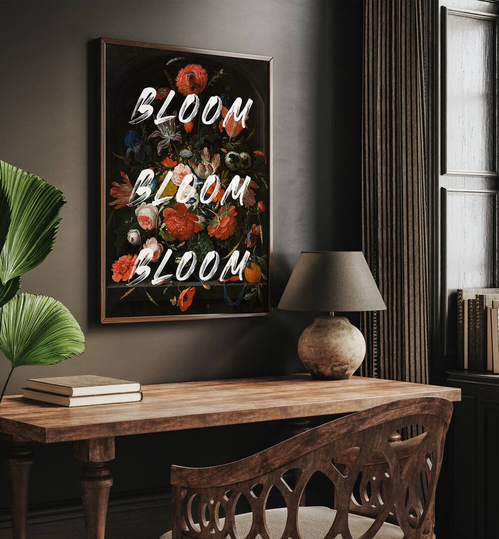 BLOOM VINTAGE FLOWERS, ALTERED ART PRINTS showcased in a stylish room, enhancing vintage decor with elegance.