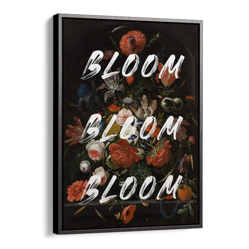 BLOOM VINTAGE FLOWERS, ALTERED ART PRINTS in a black floater frame, enhancing your space with vintage floral elegance.