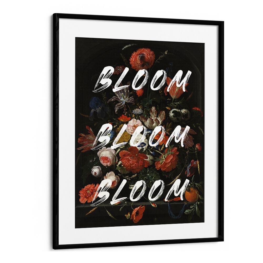 BLOOM VINTAGE FLOWERS, ALTERED ART PRINTS in a black frame, showcasing classic floral elegance by The Art Concept.