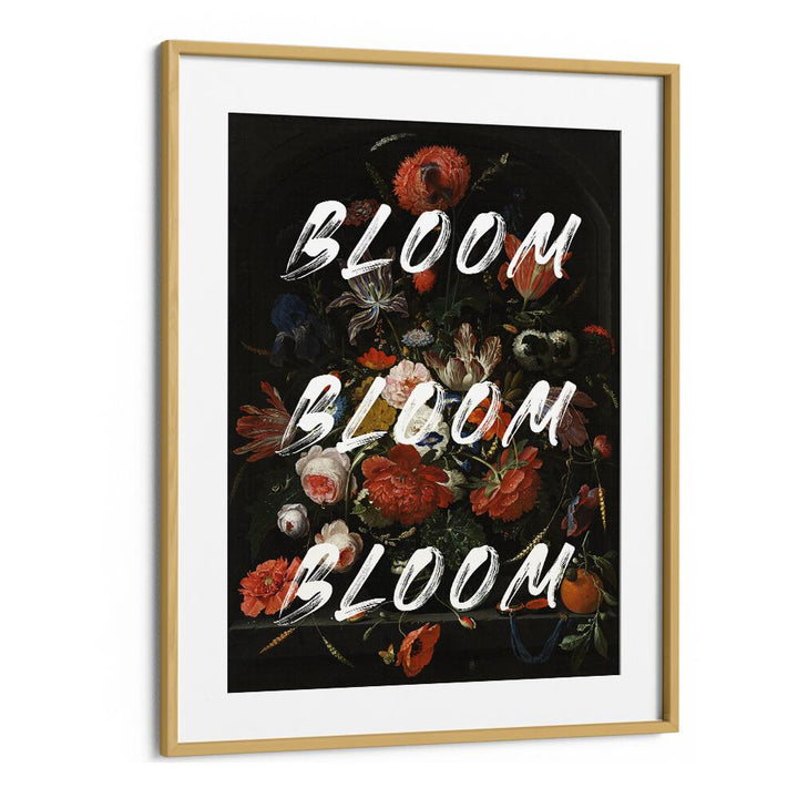 BLOOM VINTAGE FLOWERS, ALTERED ART PRINTS in oak frame, showcasing elegant floral designs for timeless decor.