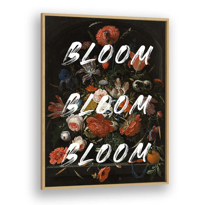 BLOOM VINTAGE FLOWERS, ALTERED ART PRINTS in a stylish oak frame, perfect for adding elegance to any space.