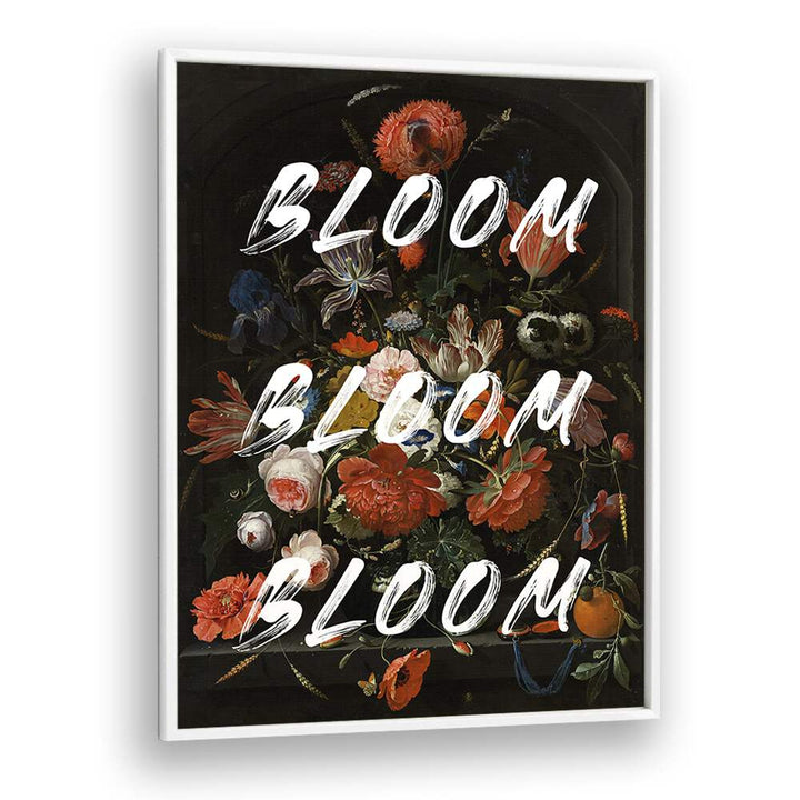 BLOOM VINTAGE FLOWERS, ALTERED ART PRINTS in a white frame, showcasing beautiful floral designs by The Art Concept.