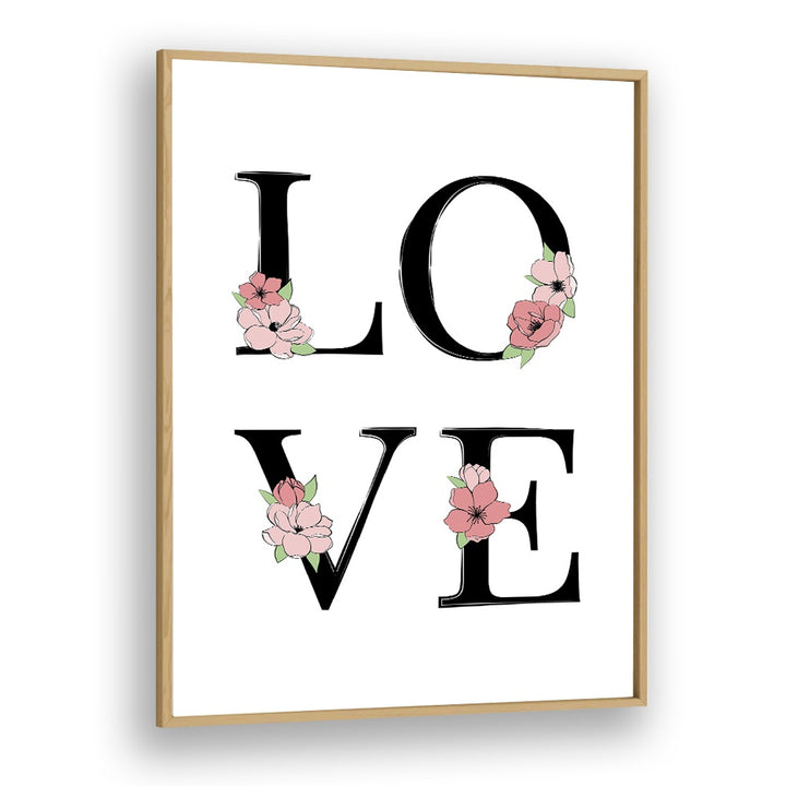 Bright floral artwork spelling "LOVE" in a stylish frame, perfect for your decor. Discover BLOOMING LOVE, FASHION POSTERS.