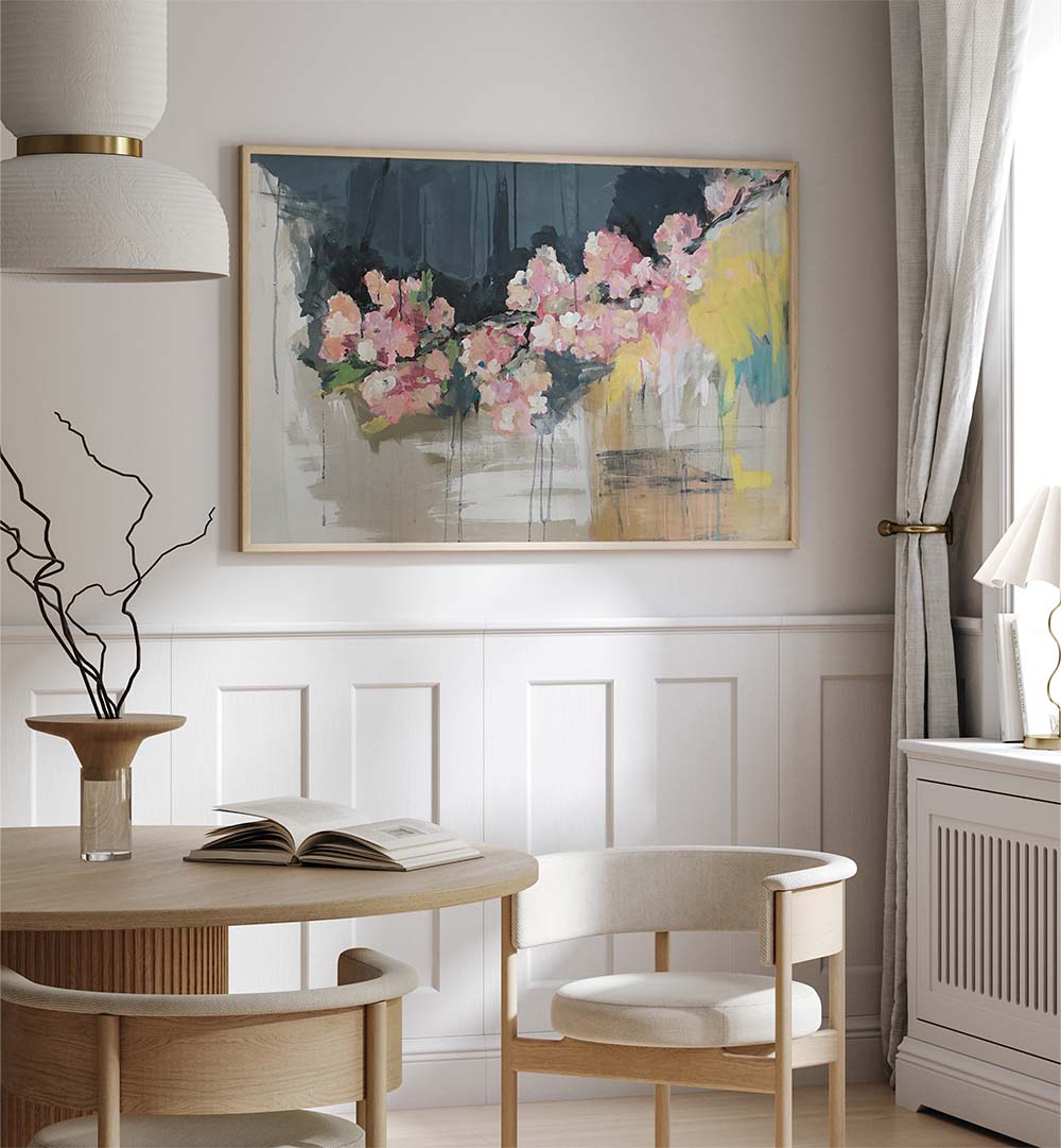 Brighten your space with BLOSSOMS IN BLOOM, FLORAL FLOWER PAINTINGS featuring elegant abstract floral designs.