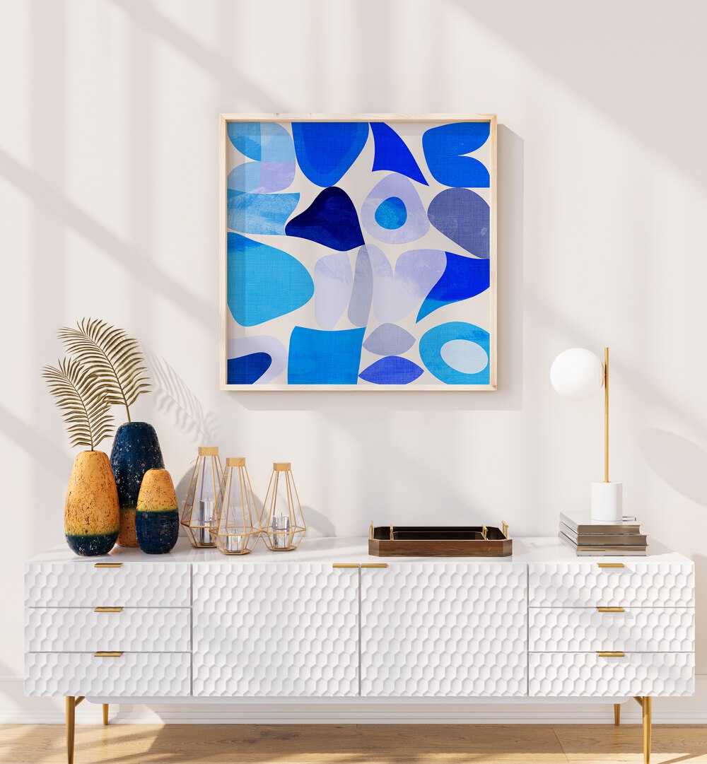 Transform your space with BLUE ABSTRACT KOPIE I, ABSTRACT PAINTINGS by Ana Rut Bre, showcasing vibrant blue hues.