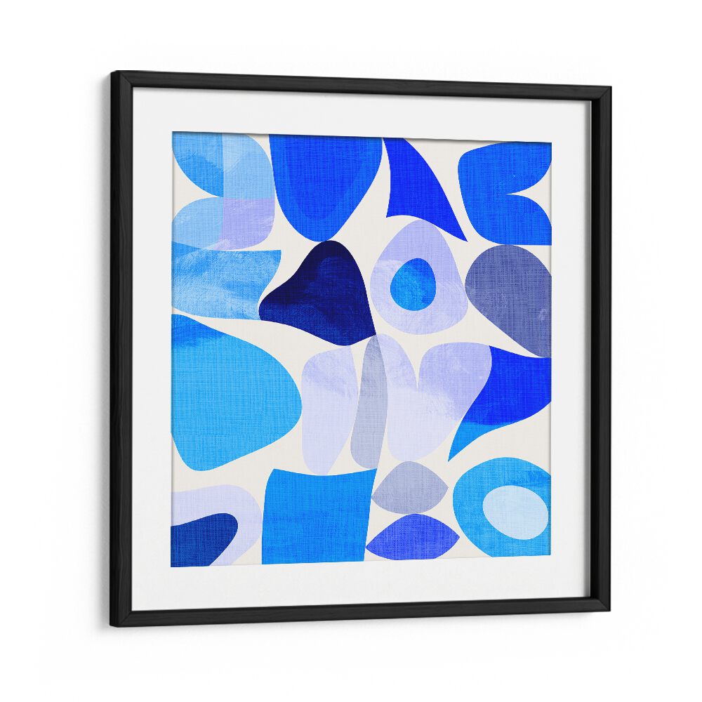 Bright blue shapes in a modern design, BLUE ABSTRACT KOPIE I, ABSTRACT PAINTINGS by Ana Rut Bre enhances any space.