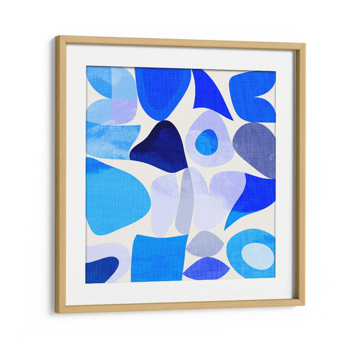 Stunning BLUE ABSTRACT KOPIE I, ABSTRACT PAINTINGS in a chic oak frame, perfect for modern decor by Ana Rut Bre.