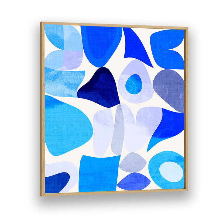 Vibrant blue shapes in a modern frame showcase the stunning BLUE ABSTRACT KOPIE I, ABSTRACT PAINTINGS by Ana Rut Bre.
