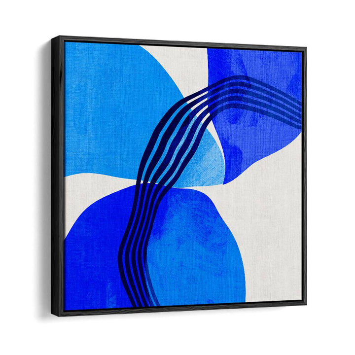 Blue Abstract Kopie II, abstract paintings by Ana Rut Bre, showcases vibrant blues and modern elegance in a sleek frame.