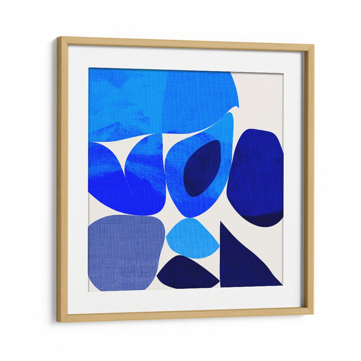 Elegant BLUE ABSTRACT KOPIE III, ABSTRACT PAINTINGS by Ana Rut Bre, framed in oak, perfect for modern decor.