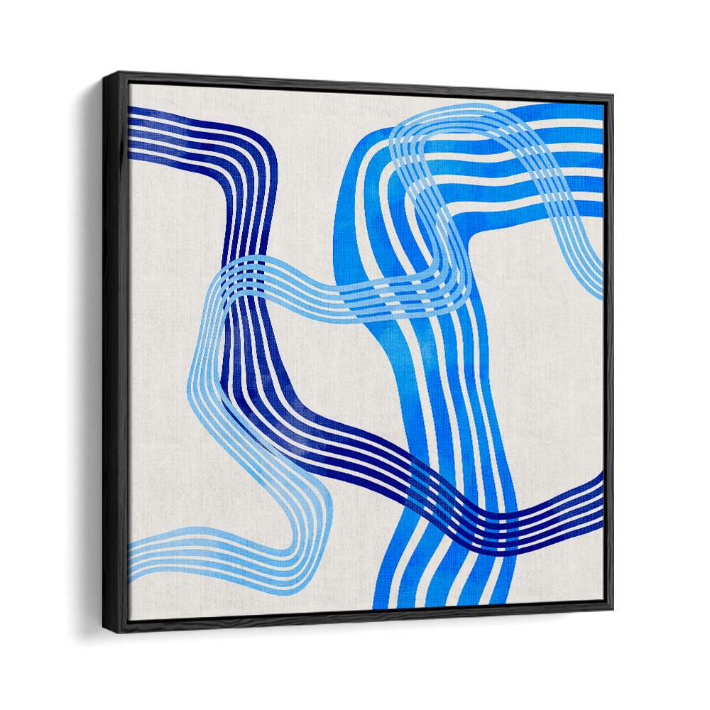 Stunning BLUE ABSTRACT KOPIE IV, ABSTRACT PAINTINGS by Ana Rut Bre, featuring captivating blue lines in a sleek frame.