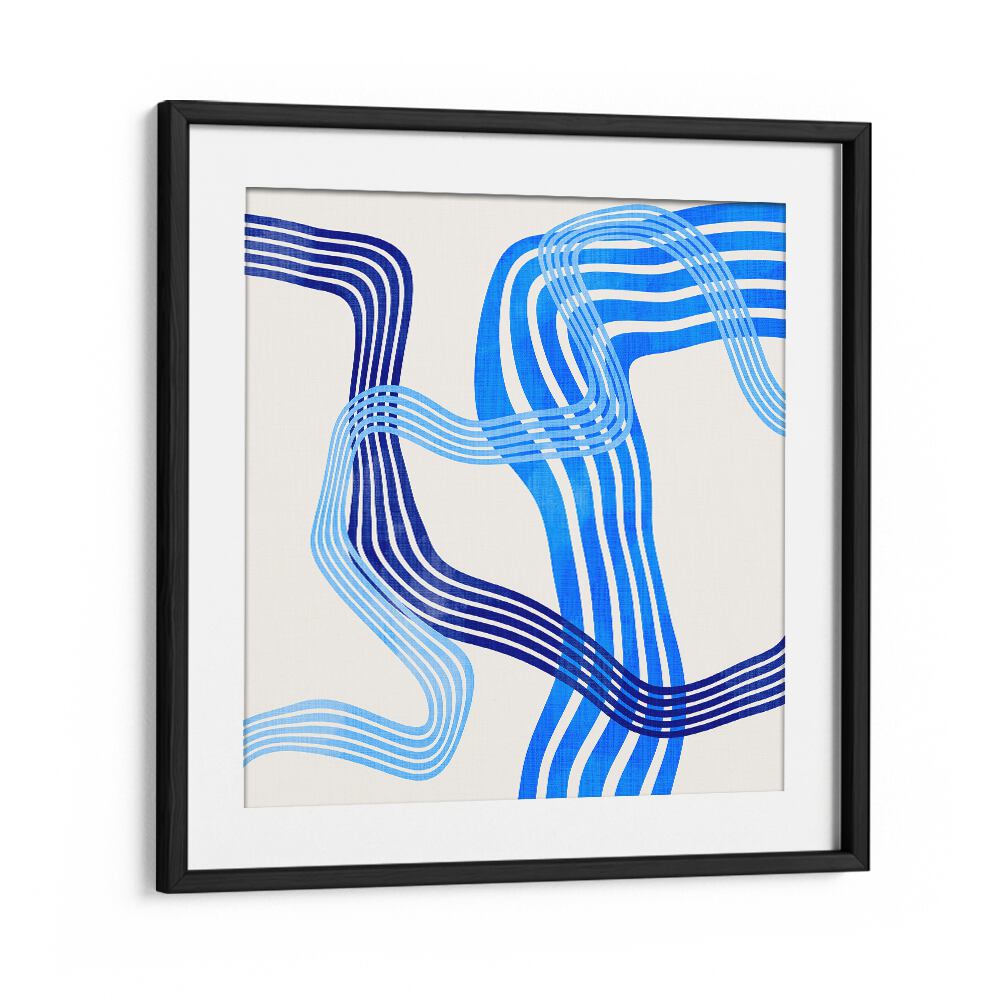 Stunning BLUE ABSTRACT KOPIE IV, ABSTRACT PAINTINGS by Ana Rut Bre, framed art with vibrant blue patterns.