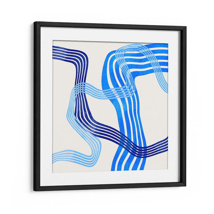 Stunning BLUE ABSTRACT KOPIE IV, ABSTRACT PAINTINGS by Ana Rut Bre, framed art with vibrant blue patterns.